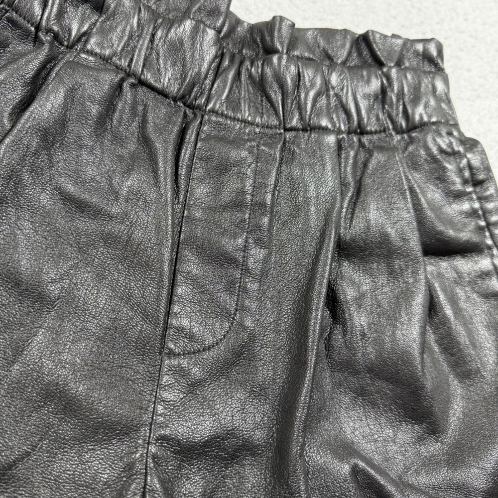 Alice + Olivia Classics Black Faux Leather Paperbag High Waist Cuffed Shorts